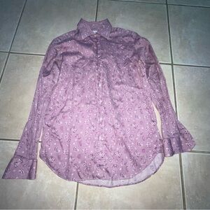 Etro Italy Men’s Printed Slim Fit Button-Down Shirt Size M Purple